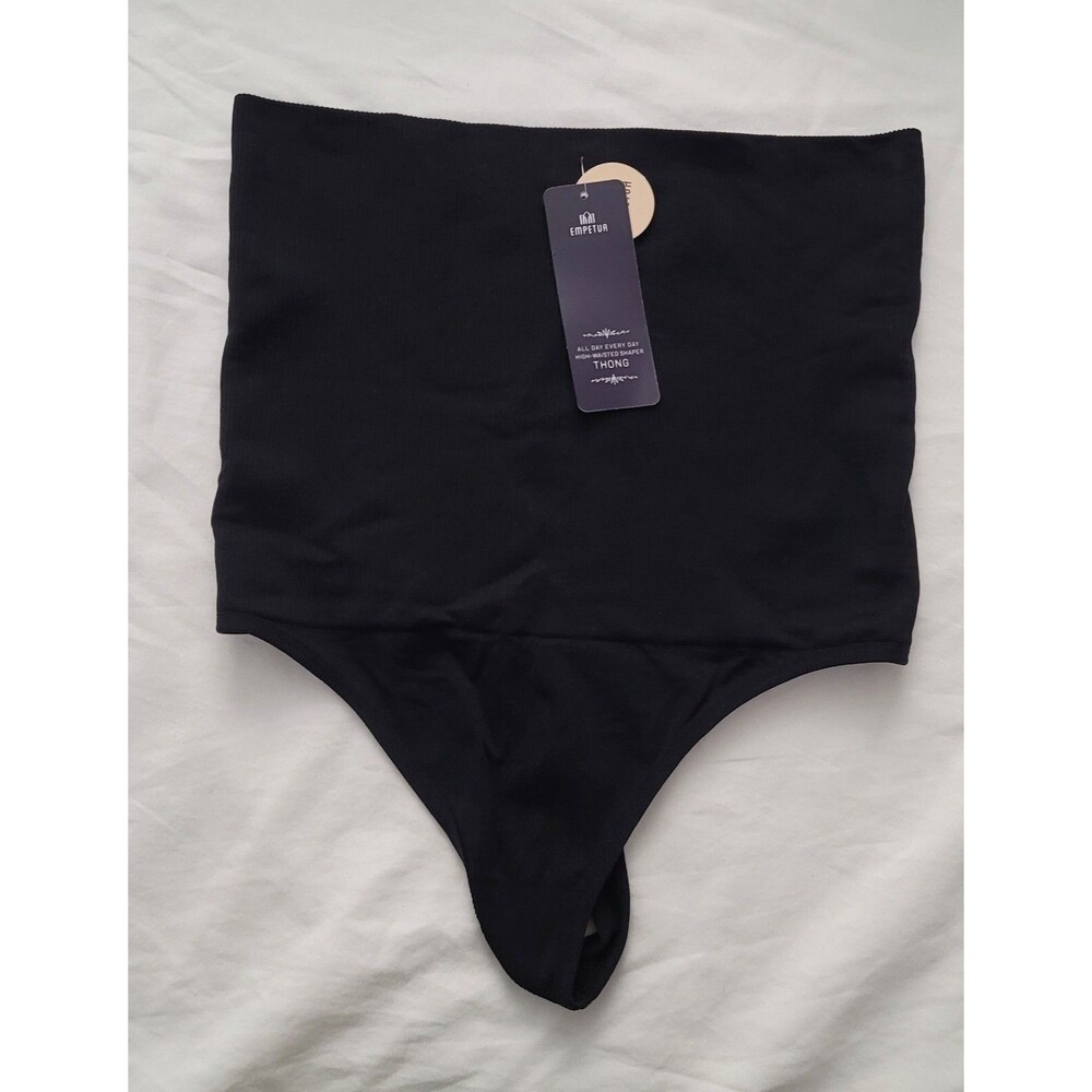 Empetua by Shapermint Womens Sz S Everyday High Waisted Shaper Thong Black 98099